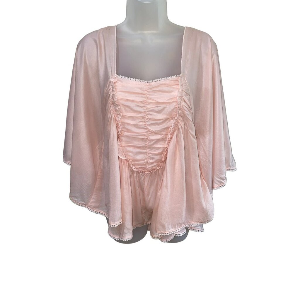 Double Zero Ladies BOHO Ruched Front Top Size Large